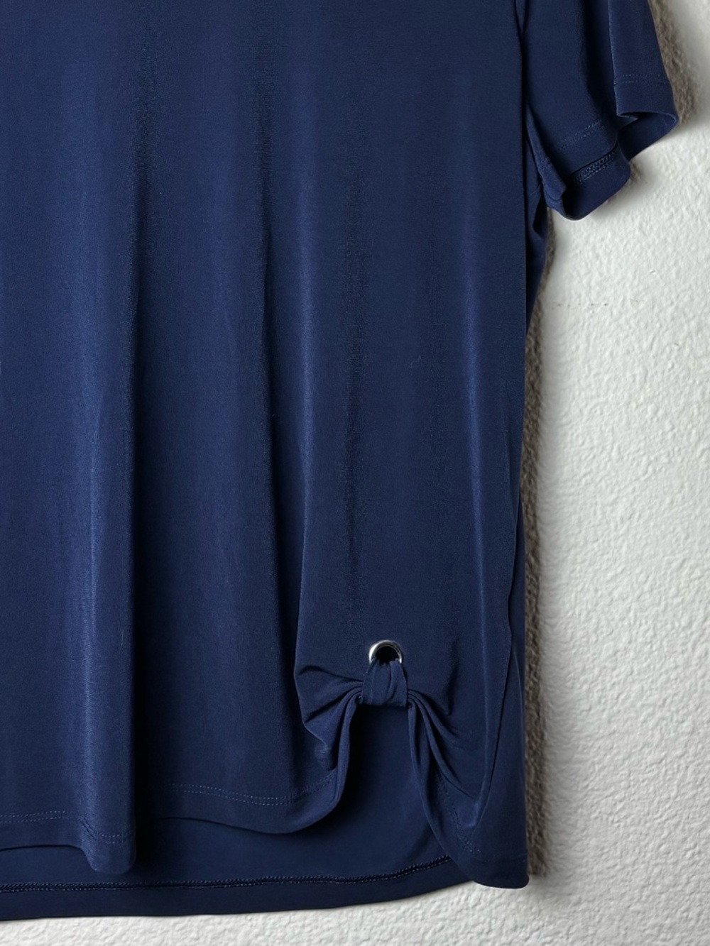 Chico's side-knot grommet top in navy blue women's size medium Chicos size 1 - Picture 6 of 16